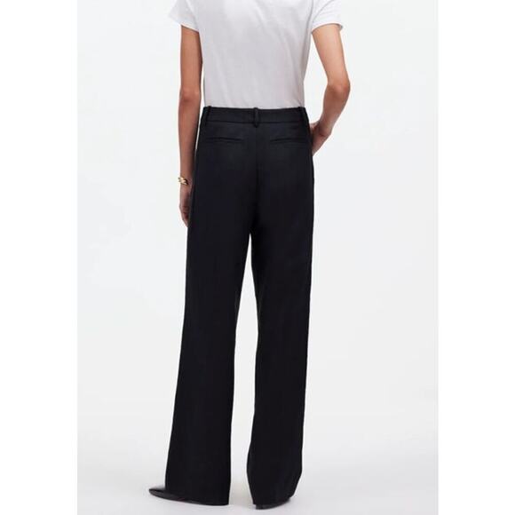 Madewell Petite Slouchy Straight Pants In Drapey Twill Black NWT 0P - Picture 2 of 9
